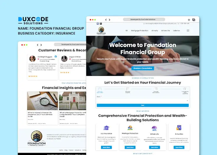 insurance website design
